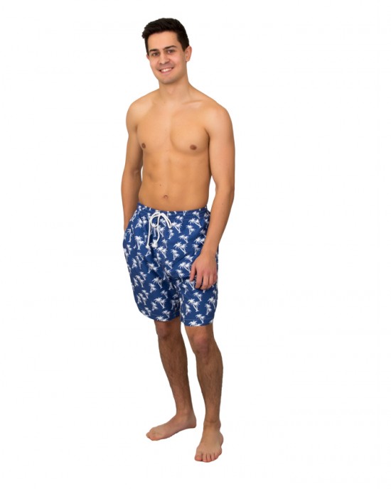 Big Mens Micro Fiber printed palm tree Swim Shorts: Two Stripes - 48 Pieces | $6.50 per pc.