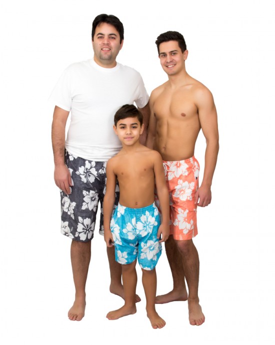 Big Mens Micro Fiber PRINTED Swim Shorts: Two Stripes - 48 Pieces | $6.50 per pc.