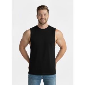 Adult black cotton muscle shirts style H400 4 dz-carton  2.50-piece